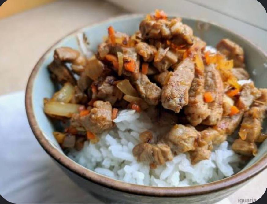 Fajitas de porco com arroz basmati